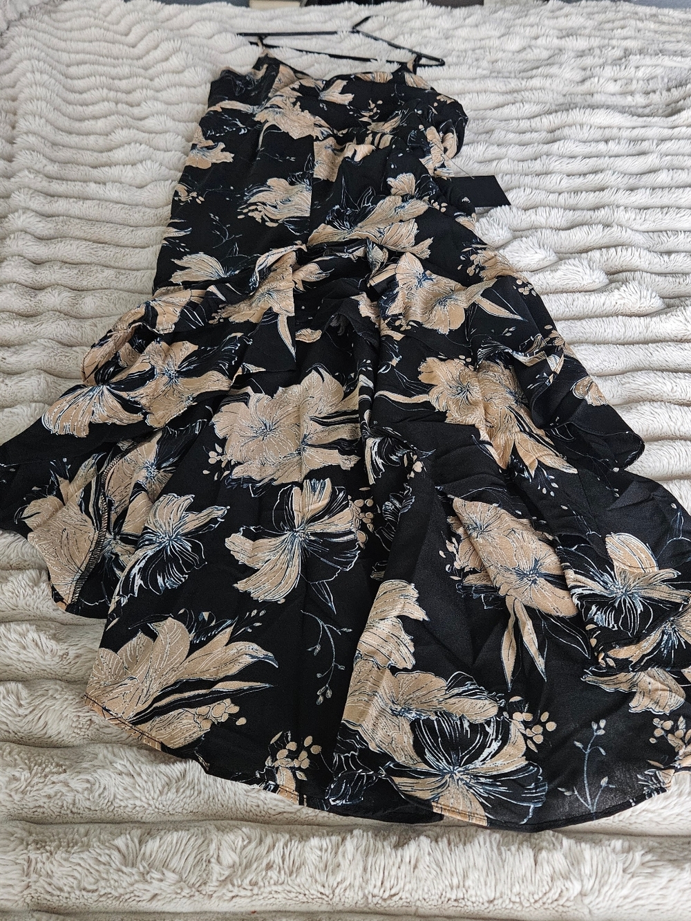 Darling Daylily Black Floral Print High-Low Maxi Dress - Picture 9 of 9